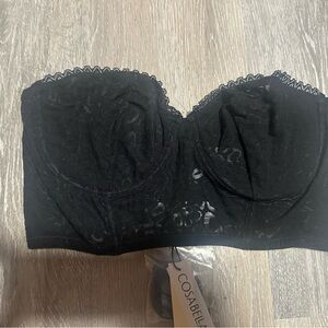 Cosabella Black Lace Longline Strapless Bustier